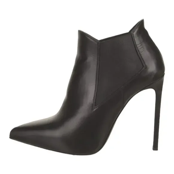 Saint Laurent Calfskin Classic Paris Ela 110 Ankle Boots - Black - 38.5 - Picture 12 of 16